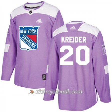 Män Ishockey New York Rangers Tröja Chris Kreider 20 Adidas 2017-2018 Lila Fights Cancer Practice Authentic